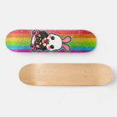 Cute Pink & White Bunny Rabbit Rainbow Glitter Persoonlijk Skateboard (Horizontaal)