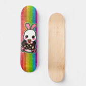 Cute Pink & White Bunny Rabbit Rainbow Glitter Persoonlijk Skateboard (Voorkant)