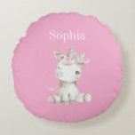 Cute Pink White Floral Unicorn Rond Kussen<br><div class="desc">Cute Pink White Floral Unicorn</div>