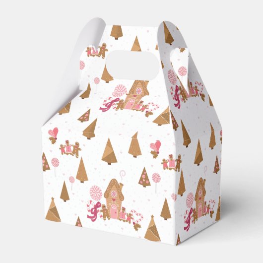 Cute Pink White Gingerbrood Candy Canes Favor Box Bedankdoosjes (Achterkant)
