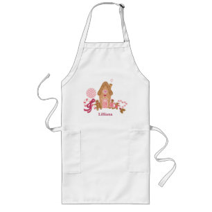 Cute Pink White Gingerbrood Snoep Adult Apron Lang Schort