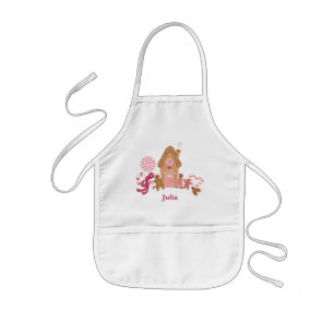 Cute Pink White Gingerbrood Snoep Kinder Apron Kinder Schort