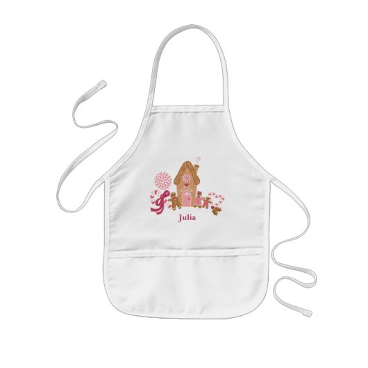 Cute Pink White Gingerbrood Snoep Kinder Apron Schort (Voorkant)