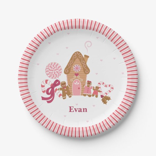 Cute Pink White Gingerbrood Snoep Paper Bord (Voorkant)