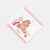 Cute Pink White Gingerbrood Snoep Paper Napkin Servet (Hoek)