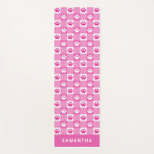 Cute Pink White Gingham Paw Prins Custom Yogamat (Voorkant)