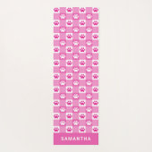 Cute Pink White Gingham Paw Prins Custom Yogamat (Achterkant)