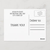 Cute Pink White Grey Birthday Bedankt Briefkaart (Achterkant)