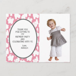 Cute Pink White Grey Birthday Bedankt Briefkaart