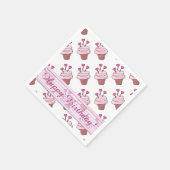 Cute Pink & White Heart Cupcakes Birthday Napkins Servetten (Hoek)