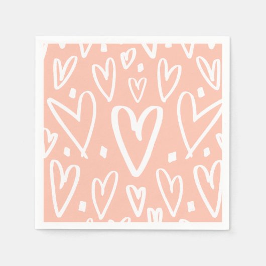 Cute Pink White Heart Pattern Servet (Voorkant)