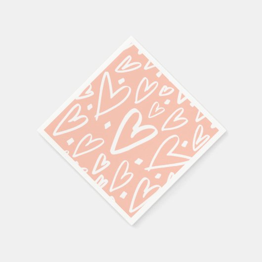 Cute Pink White Heart Pattern Servet (Hoek)