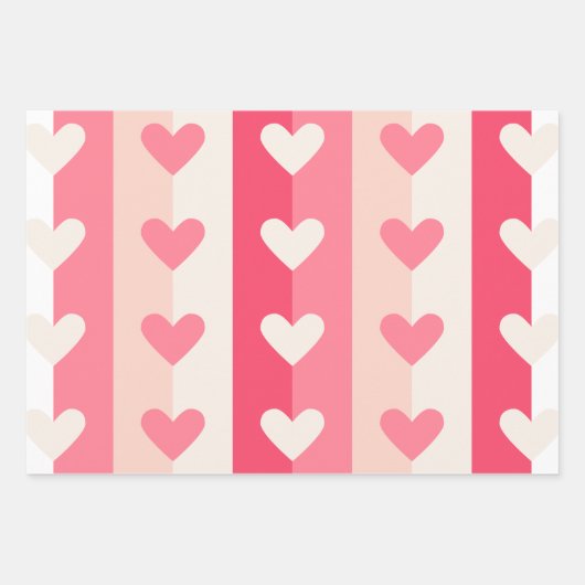 Cute Pink White Heart Pattern Valentijn SweeLiever Inpakpapier Vel (Voorkant 3)
