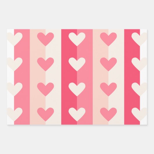 Cute Pink White Heart Pattern Valentijn SweeLiever Inpakpapier Vel (Voorkant 2)