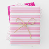 Cute Pink & White Hearts & Stripes Valentijnsdag Inpakpapier Vel (In situ)