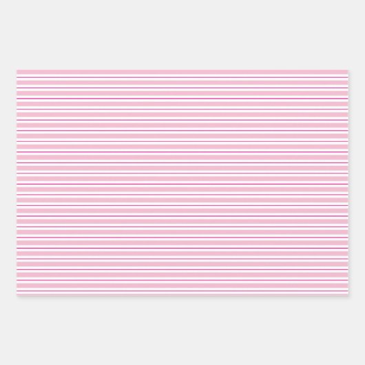 Cute Pink & White Hearts & Stripes Valentijnsdag Inpakpapier Vel (Voorkant)