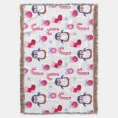 Cute Pink & White Kerstpatroon met pinguïns Deken (Voorkant Verticaal)