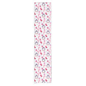 Cute Pink & White Kerstpatroon met pinguïns Korte Tafelloper (Voorkant)
