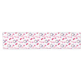 Cute Pink & White Kerstpatroon met pinguïns Korte Tafelloper (Horizontaal)