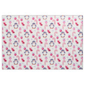 Cute Pink & White Kerstpatroon met pinguïns Stof (Fat Quarter)