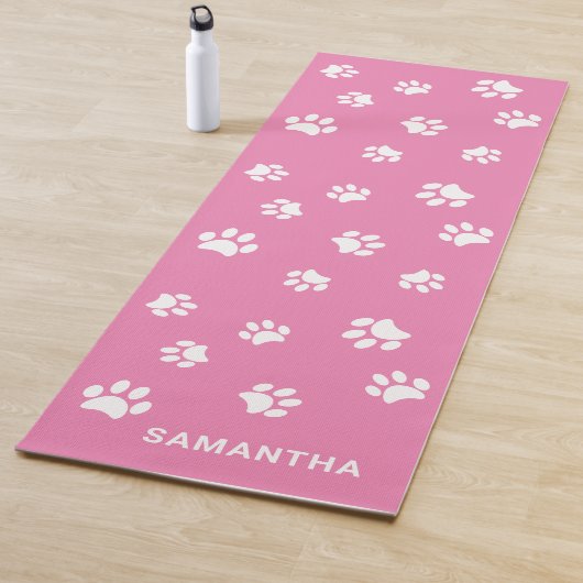 Cute Pink White Paw Prins Custom Yogamat (In situ)
