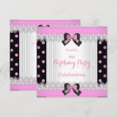 Cute Pink White Polka Dot Birthday Party Kaart (Voorkant / Achterkant)