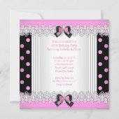 Cute Pink White Polka Dot Birthday Party Kaart (Achterkant)