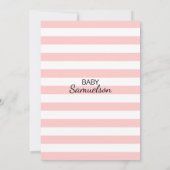 Cute Pink White Stripes Black Gold Baby shower Kaart (Achterkant)