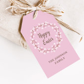 Cute Pink Willow Happy Pasen Cadeaulabel