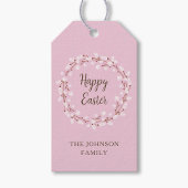 Cute Pink Willow Happy Pasen Cadeaulabel