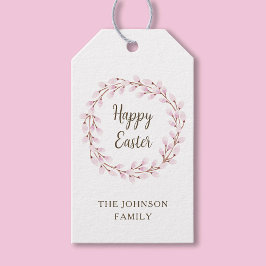 Cute Pink Willow Happy Pasen Cadeaulabel
