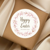 Cute Pink Willow Happy Pasen Ronde Sticker