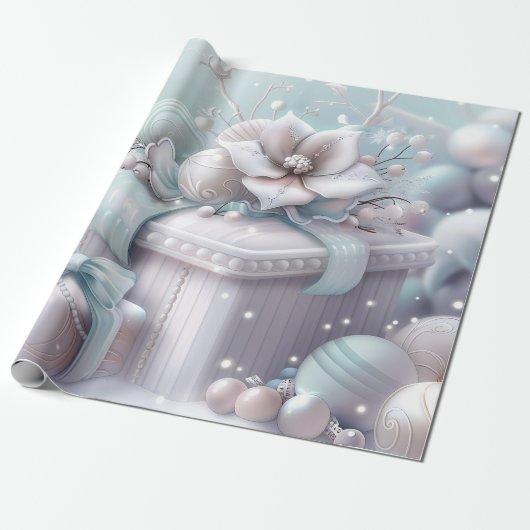 Cute Pink  Winter Birthday Cadeaupapier (Uitgerold)