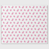 Cute Pink Winter Kerstpatroon Cadeaupapier (Vlak)