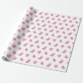 Cute Pink Winter Kerstpatroon Cadeaupapier (Uitgerold)