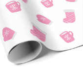 Cute Pink Winter Kerstpatroon Cadeaupapier (Rol Hoek)