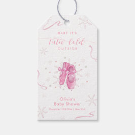 Cute Pink Winter Snowflake Ballerina Baby Shower  Cadeaulabel
