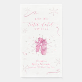 Cute Pink Winter Snowflake Ballerina Baby Shower  Servet