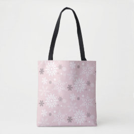 Cute Pink Winter Snowflake Holiday Season Tote Bag