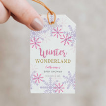Cute Pink Winter Wonderland Baby shower Snowflakes