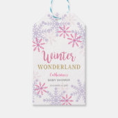 Cute Pink Winter Wonderland Baby shower Snowflakes Cadeaulabel (Voorkant)