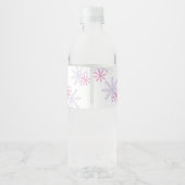 Cute Pink Winter Wonderland Baby shower Snowflakes Waterfles Etiket (Achterkant)
