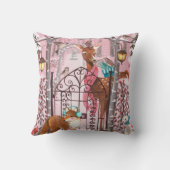 Cute Pink Winter Woodland Animals Holiday Kussen (Achterkant)