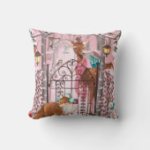 Cute Pink Winter Woodland Animals Holiday Kussen (Voorkant)