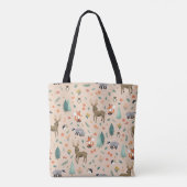 Cute Pink Woodland Animals Monogram Kinder Tote Bag (Achterkant)