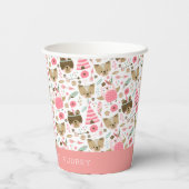 Cute Pink Woodland Animals Persoonlijke verjaardag Papieren Bekers (Achterkant)