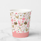 Cute Pink Woodland Animals Persoonlijke verjaardag Papieren Bekers (Rechts)