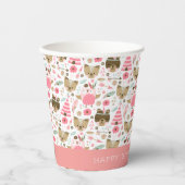 Cute Pink Woodland Animals Persoonlijke verjaardag Papieren Bekers (Voorkant)
