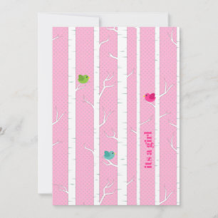 Cute Pink Woodland Forest Baby Girl Shower Kaart