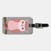 Cute PInk Woodland Owl Bagagelabel (Voorkant horizontaal)